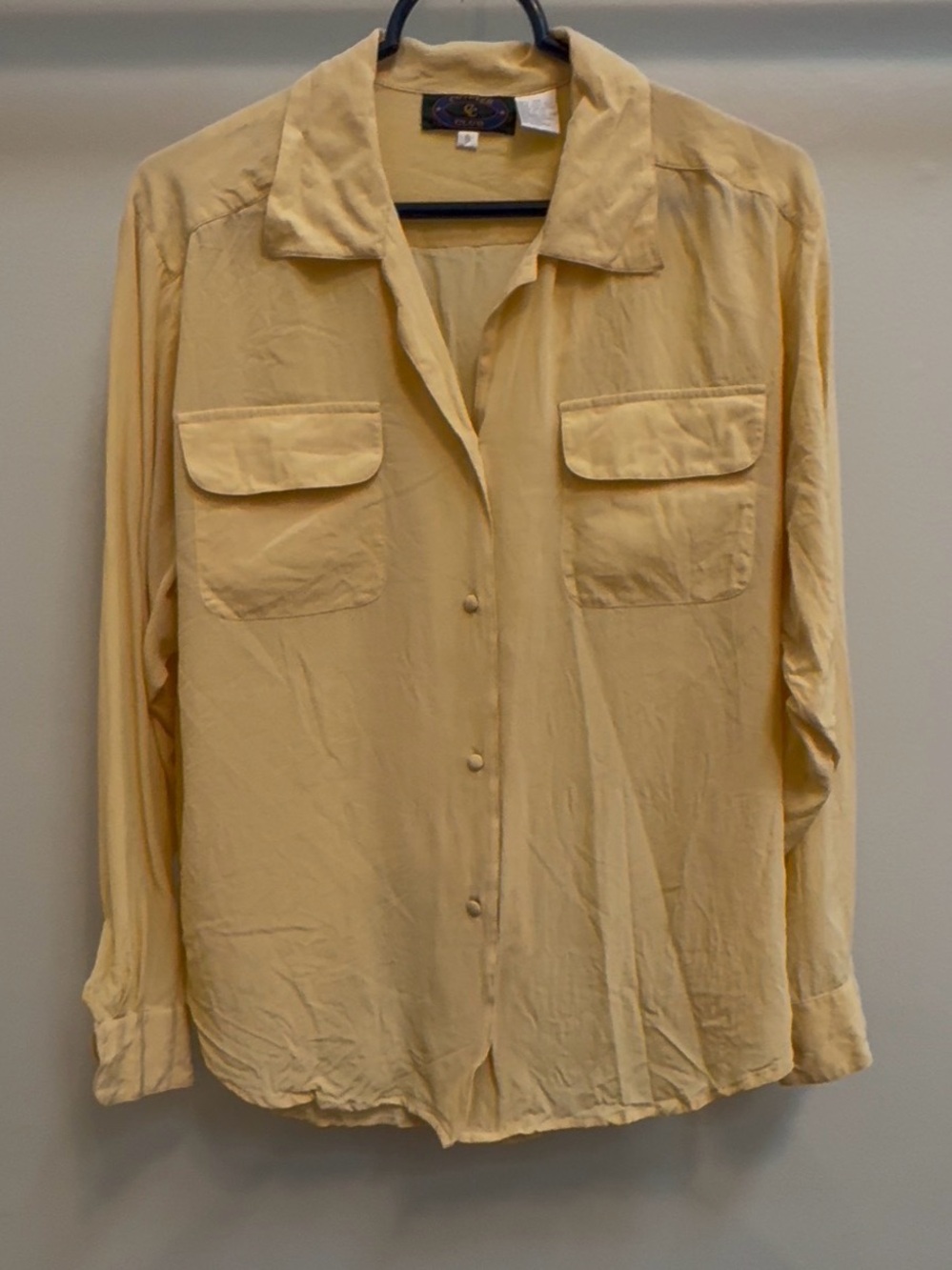 Charter Club Vintage Pale Honey Yellow Golden Tan 100% Silk Blouse Size 6